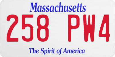 MA license plate 258PW4