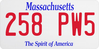 MA license plate 258PW5