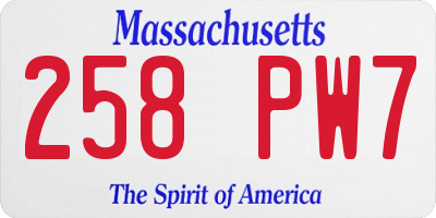 MA license plate 258PW7