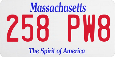 MA license plate 258PW8