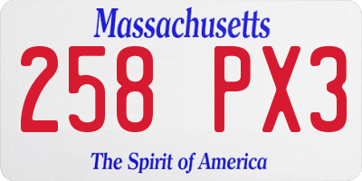 MA license plate 258PX3
