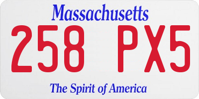 MA license plate 258PX5
