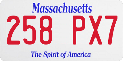 MA license plate 258PX7
