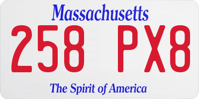 MA license plate 258PX8