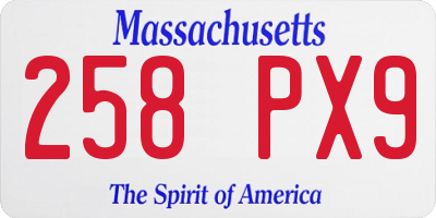 MA license plate 258PX9