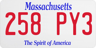 MA license plate 258PY3