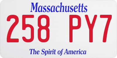 MA license plate 258PY7