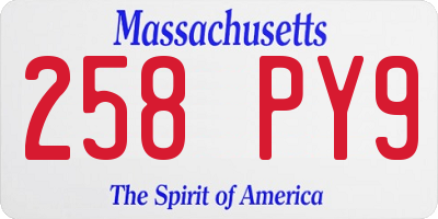 MA license plate 258PY9
