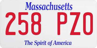 MA license plate 258PZ0