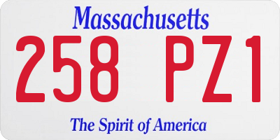 MA license plate 258PZ1