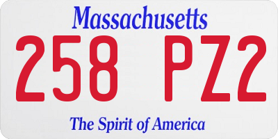 MA license plate 258PZ2
