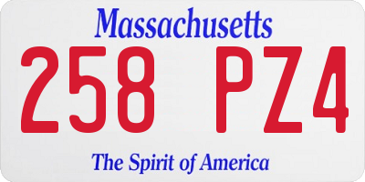 MA license plate 258PZ4