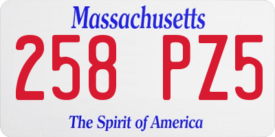 MA license plate 258PZ5