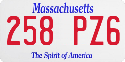 MA license plate 258PZ6