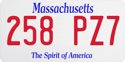 MA license plate 258PZ7