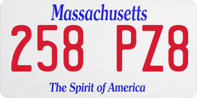 MA license plate 258PZ8