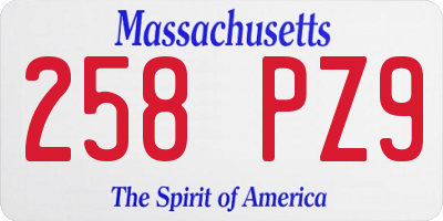 MA license plate 258PZ9