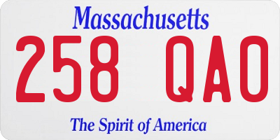 MA license plate 258QA0