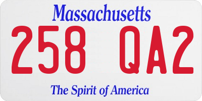 MA license plate 258QA2