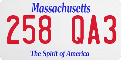 MA license plate 258QA3
