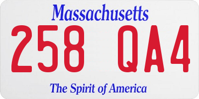 MA license plate 258QA4