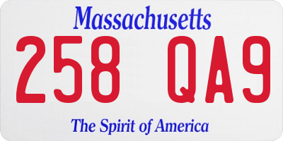MA license plate 258QA9