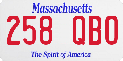 MA license plate 258QB0