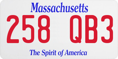 MA license plate 258QB3