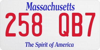 MA license plate 258QB7
