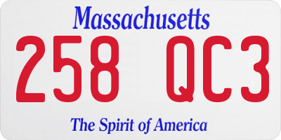 MA license plate 258QC3