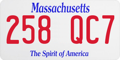 MA license plate 258QC7