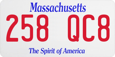 MA license plate 258QC8