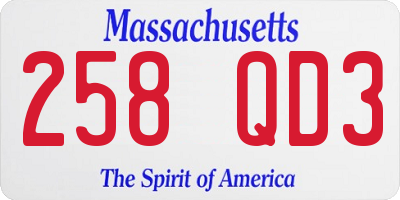 MA license plate 258QD3
