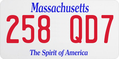 MA license plate 258QD7