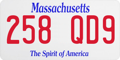 MA license plate 258QD9