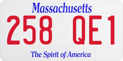 MA license plate 258QE1
