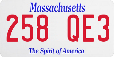 MA license plate 258QE3