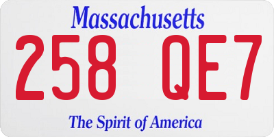 MA license plate 258QE7