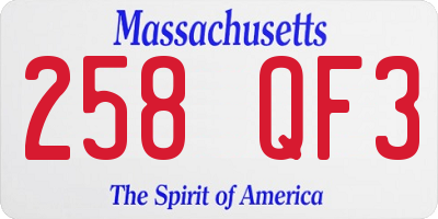 MA license plate 258QF3