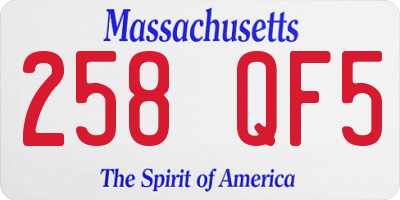 MA license plate 258QF5