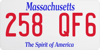 MA license plate 258QF6