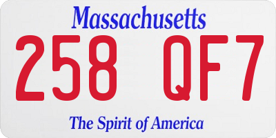 MA license plate 258QF7