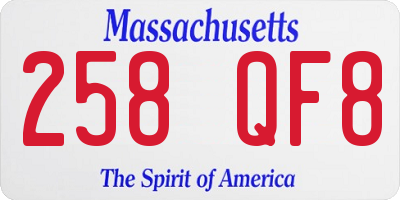 MA license plate 258QF8