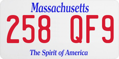 MA license plate 258QF9