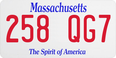 MA license plate 258QG7