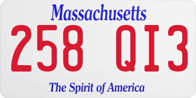 MA license plate 258QI3