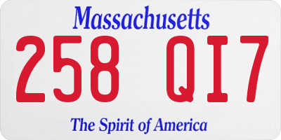MA license plate 258QI7