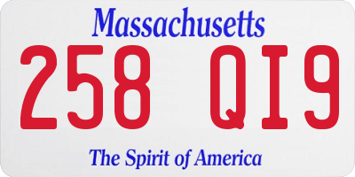 MA license plate 258QI9