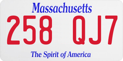 MA license plate 258QJ7