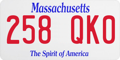 MA license plate 258QK0
